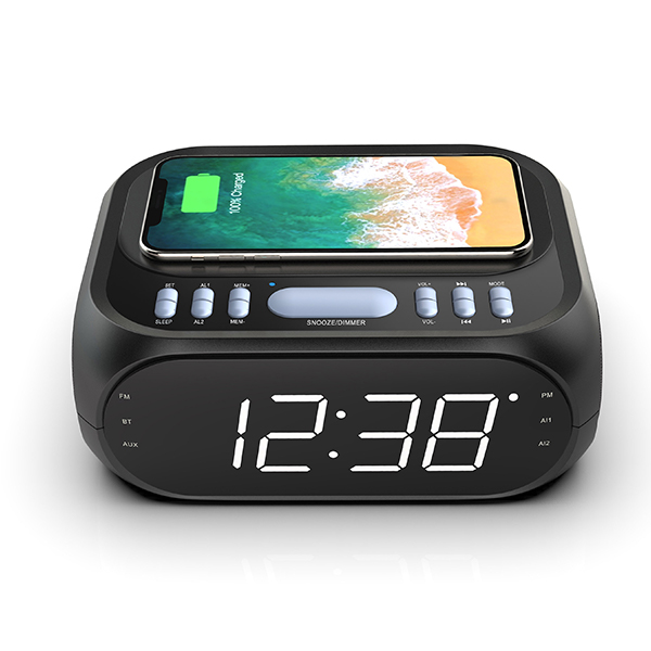 action alarm clock with wireless charger